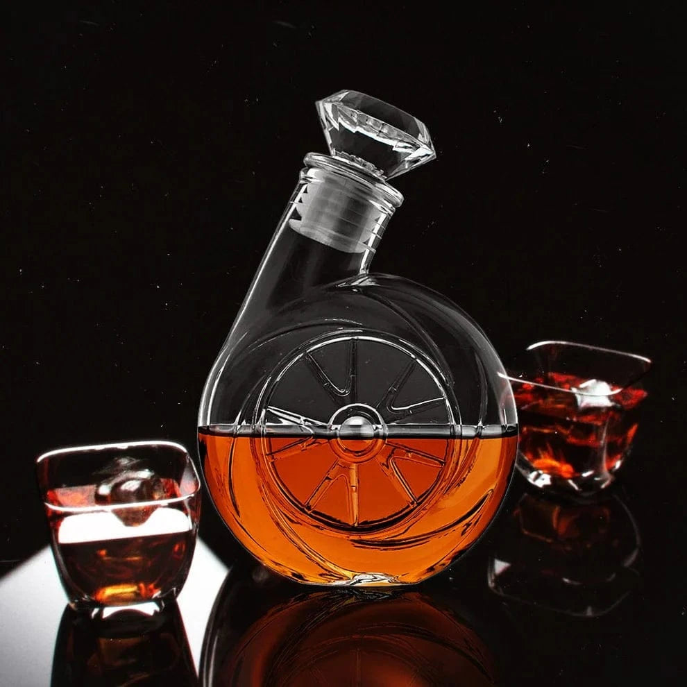 Vintage Turbo Glas Whisky Karaffel Sæt - Vinflaske - Lækagesikker - 500 ml