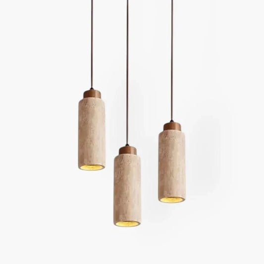 Wabi Sabi Træ Sten Rør Pendel Lampe - Travertine - Hængende 