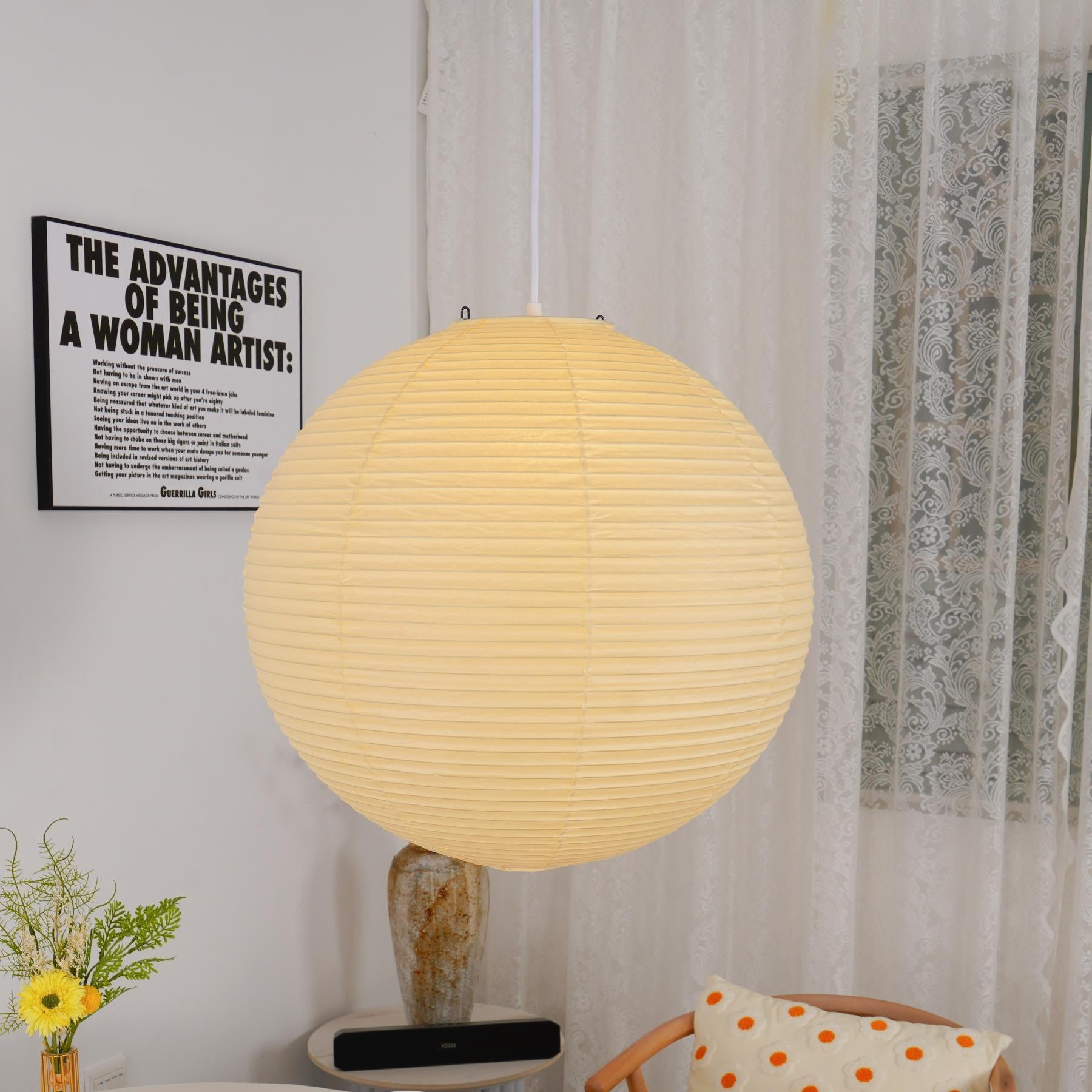 Akari A Serie Pendant Lamp, Japanese Design, Rice Paper, Modern Minimalist, 23.6" Diameter, Indoor Lighting, Home Décor, Unisex Pendant Lamp Danmarkmode
