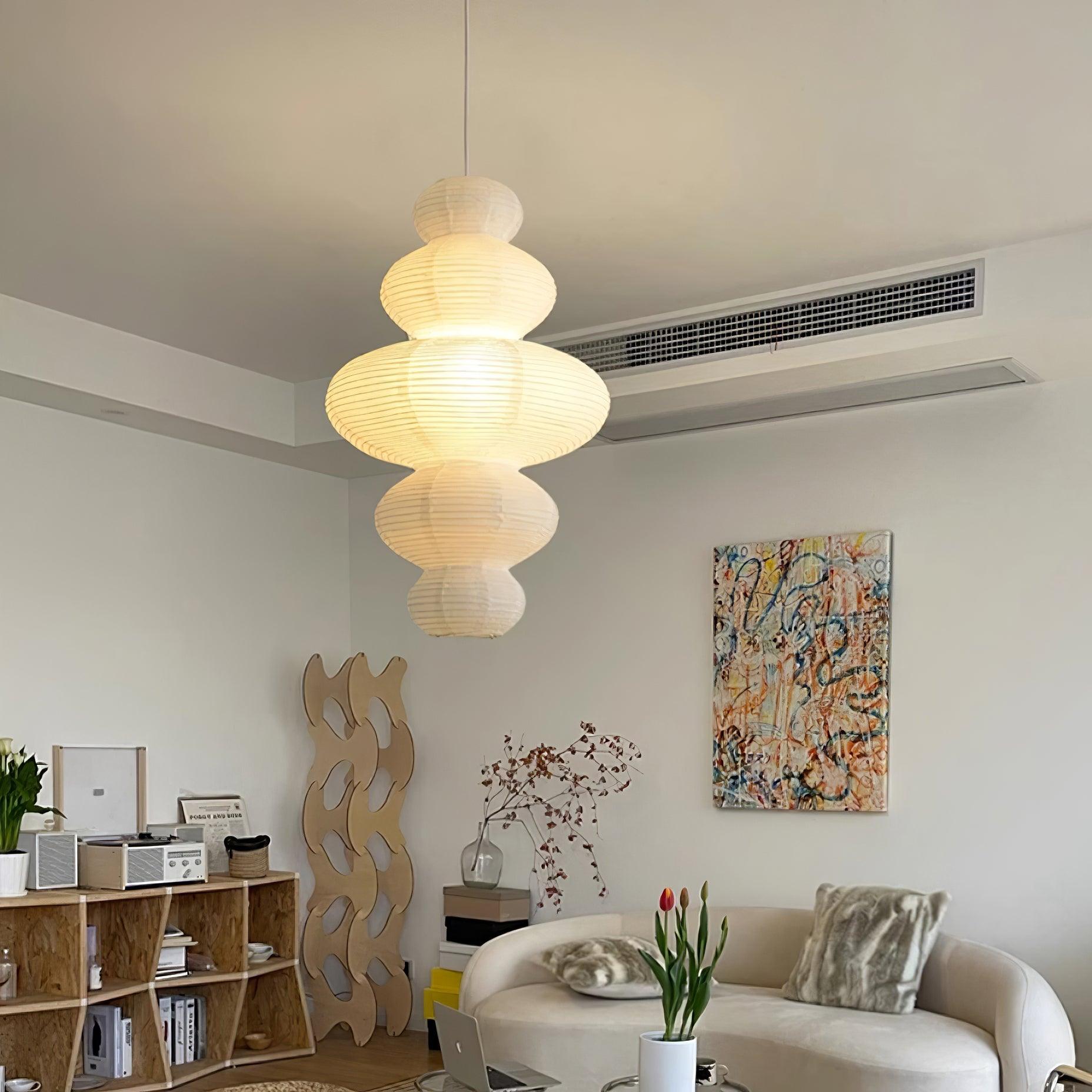 Akari Juni Pendellampe | Modern Pendant Light | Japanese Design | White Paper | 60cm | Home Décor | Suitable for Living Room, Dining Room Pendant Lamp Danmarkmode