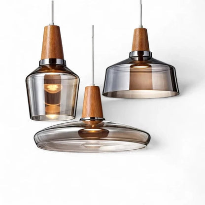 Antik Klart Glas Træ Lysekrone - Pendellampe - Moderne - Hængende Ceiling Light Fixtures Danmarkmode.dk
