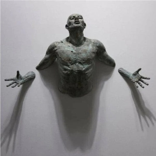 Antik Mand I Væggen 3D Skulptur - Vægskulptur - Abstrakt - Vægkunst Sculptures & Statues Danmarkmode.dk