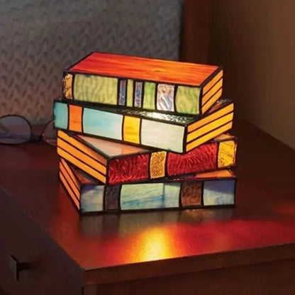 Art Deco Stablede Bøger Skrivebordslampe - Farvet Glas - E27 Pære - 15W Desk Lamps Danmarkmode.dk