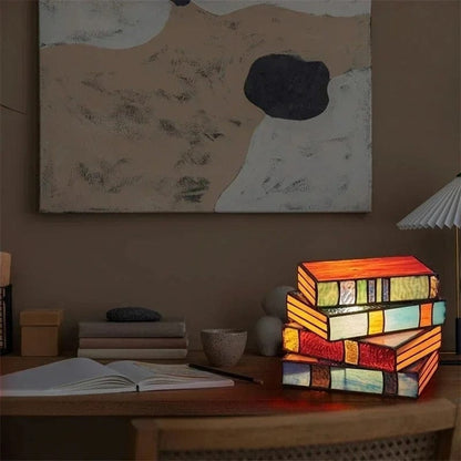 Art Deco Stablede Bøger Skrivebordslampe - Farvet Glas - E27 Pære - 15W Desk Lamps Danmarkmode.dk