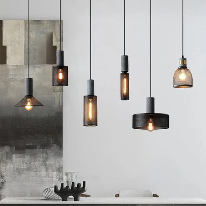 Beton Industriel Pendel Lampe - Metalnet - Hængende - LED Ceiling Light Fixtures Danmarkmode.dk