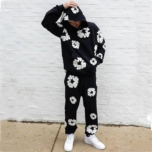 Blomster Træningsdragter Unisex - Matchende Sæt Streetwear - Buksesæt - Hættetrøje Two Piece Set Danmarkmode.dk