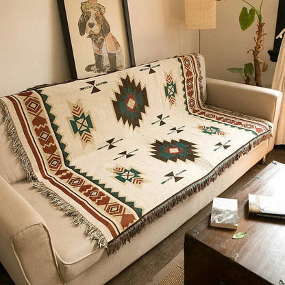 Boheme Strikket Plaidstæppe - Letvægts - Geometrisk - Vævet Blankets Danmarkmode.dk