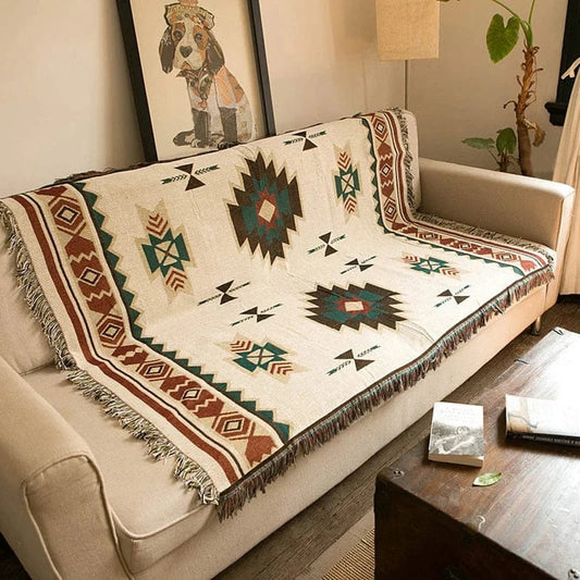Boheme Strikket Plaidstæppe - Letvægts - Geometrisk - Vævet Blankets Danmarkmode.dk