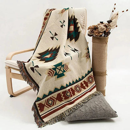 Boheme Strikket Plaidstæppe - Letvægts - Geometrisk - Vævet Blankets Danmarkmode.dk