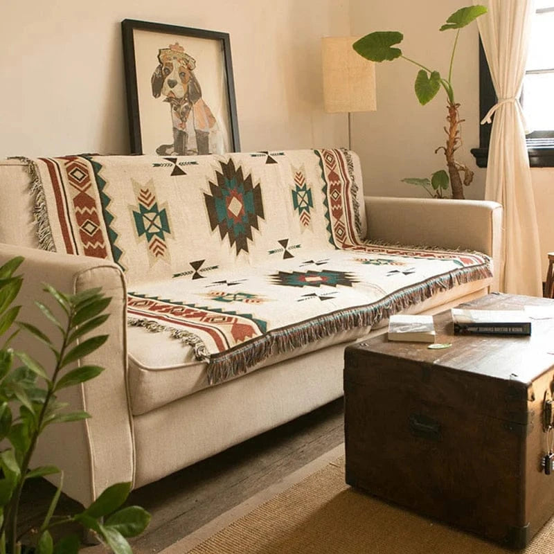 Boheme Strikket Plaidstæppe - Letvægts - Geometrisk - Vævet Blankets Danmarkmode.dk