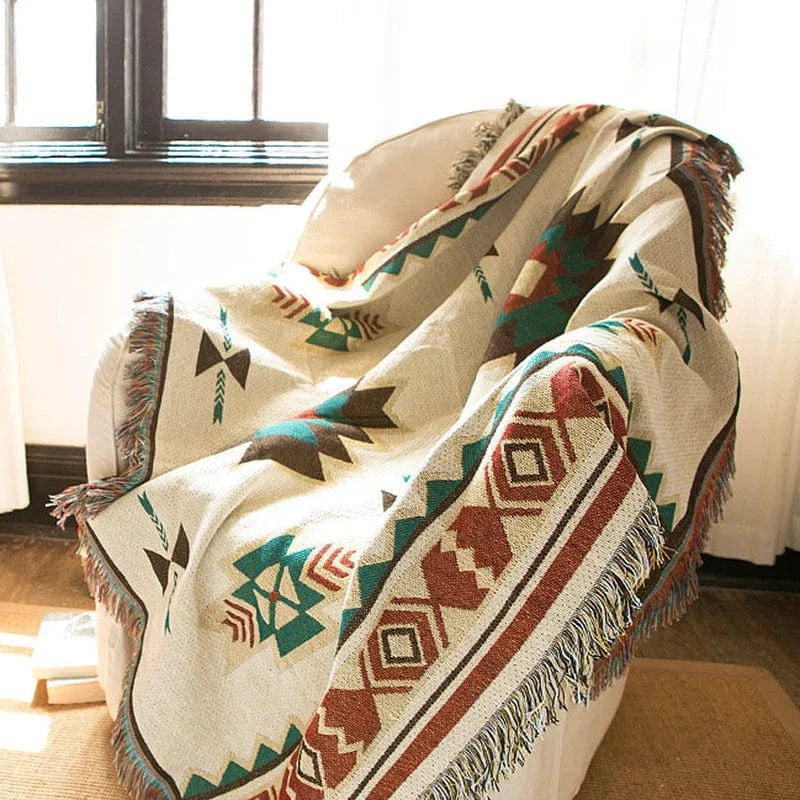 Boheme Strikket Plaidstæppe - Letvægts - Geometrisk - Vævet Blankets Danmarkmode.dk