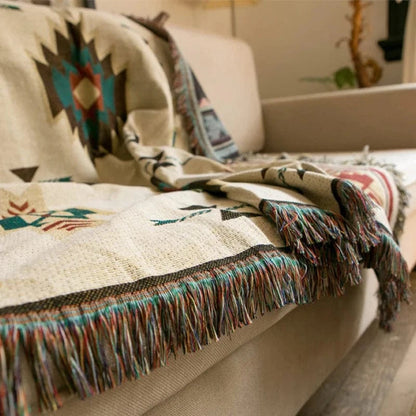 Boheme Strikket Plaidstæppe - Letvægts - Geometrisk - Vævet Blankets Danmarkmode.dk