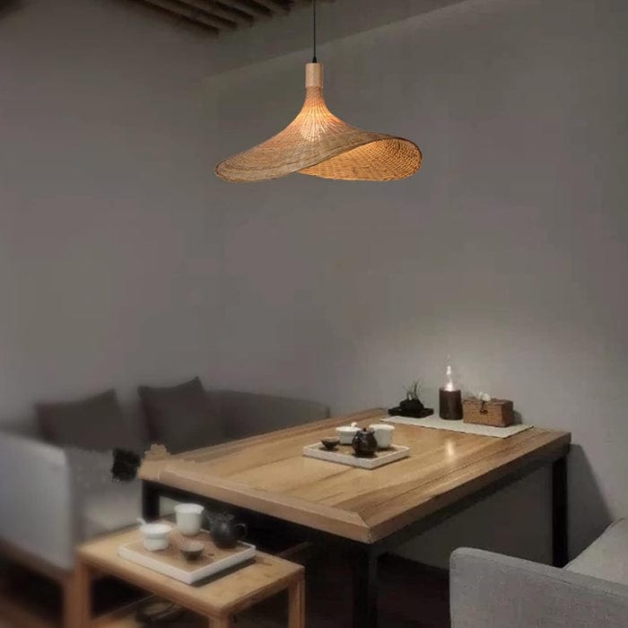 Boho Stil Rattan Pendel Lampe - Vævet - Hængende - Bambus - Dia 30cm Ceiling Light Fixtures Danmarkmode.dk