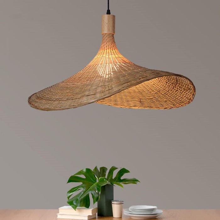 Boho Stil Rattan Pendel Lampe - Vævet - Hængende - Bambus - Dia 30cm Ceiling Light Fixtures Danmarkmode.dk