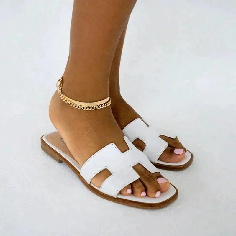 Brev H Flade Sandaler Dame - Læder - Slip on - Sommer Sandals Danmarkmode.dk