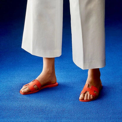 Brev H Flade Sandaler Dame - Læder - Slip on - Sommer Sandals Danmarkmode.dk