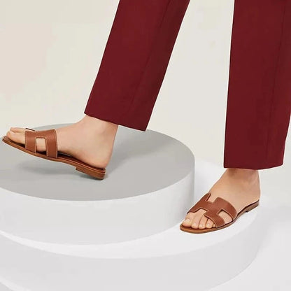 Brev H Flade Sandaler Dame - Læder - Slip on - Sommer Sandals Danmarkmode.dk