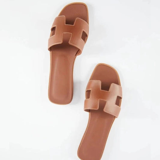 Brev H Flade Sandaler Dame - Læder - Slip on - Sommer Sandals Danmarkmode.dk