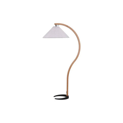 Caprani Buet Træbue Gulvlampe - Plisseret Lampeskærm - Linned - Metal Floor Lamps Danmarkmode.dk