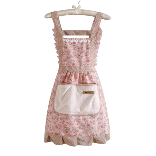 Chic Boho Blomster Køkken Forklæde - Canvas - Flæser - Vandtæt Aprons Danmarkmode.dk