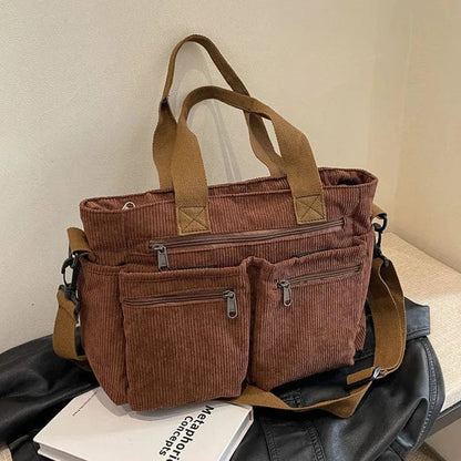 Corduroy Crossbody Taske Dame - Skuldertaske - Rejsetaske - Letvægt Shoulder Bags Danmarkmode.dk