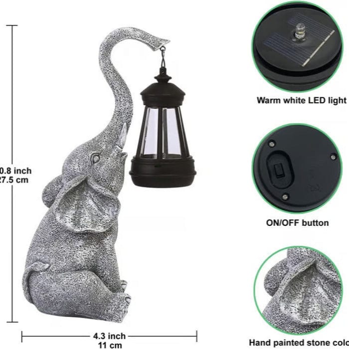 Elephant Statue mit Lanterne Solcellelamper - Figurer til Haven - Ornamenter - Gaver til Kvinder Garden Sculptures Danmarkmode.dk