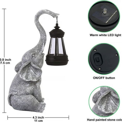 Elephant Statue mit Lanterne Solcellelamper - Figurer til Haven - Ornamenter - Gaver til Kvinder Garden Sculptures Danmarkmode.dk