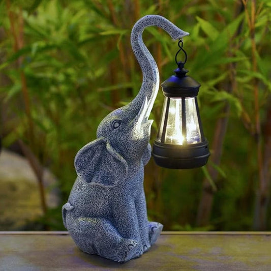 Elephant Statue mit Lanterne Solcellelamper - Figurer til Haven - Ornamenter - Gaver til Kvinder Garden Sculptures Danmarkmode.dk
