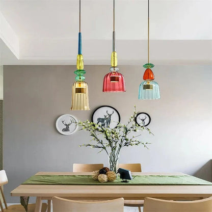 Farverig Frostet Glas Hængende Lampe - Pendel Lampe - Farvet Glas - Moderne Ceiling Light Fixtures Danmarkmode.dk