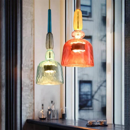 Farverig Frostet Glas Hængende Lampe - Pendel Lampe - Farvet Glas - Moderne Ceiling Light Fixtures Danmarkmode.dk