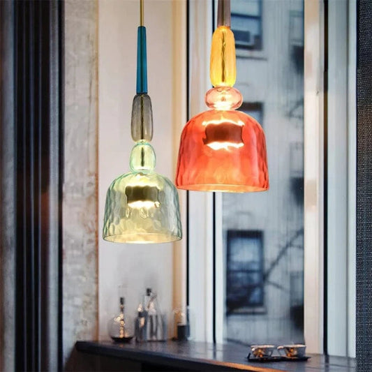 Farverig Frostet Glas Hængende Lampe - Pendel Lampe - Farvet Glas - Moderne Ceiling Light Fixtures Danmarkmode.dk