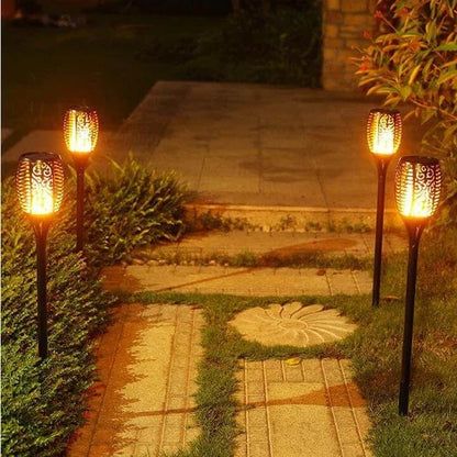 Flamme Flakkende Udendørs Havelamper - Vandtæt - Solenergi - Fakkel Pathway Lighting Danmarkmode.dk