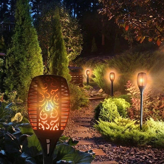 Flamme Flakkende Udendørs Havelamper - Vandtæt - Solenergi - Fakkel Pathway Lighting Danmarkmode.dk