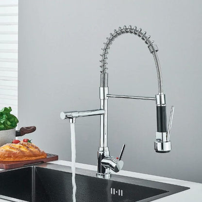 Fleksibel Blandingsbatteri Køkken - Rustfrit Stål - 360 Graders - Dobbeltgreb Kitchen Sink Faucets Danmarkmode.dk