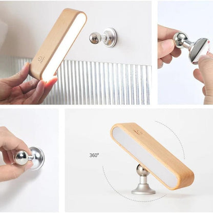 Genopladelig 360° LED Væglampe - Batteridrevet - Bøgetræ - Trådløs Wall Light Fixtures Danmarkmode.dk