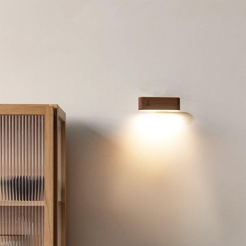 Genopladelig 360° LED Væglampe - Batteridrevet - Bøgetræ - Trådløs Wall Light Fixtures Danmarkmode.dk