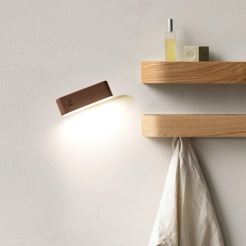 Genopladelig 360° LED Væglampe - Batteridrevet - Bøgetræ - Trådløs Wall Light Fixtures Danmarkmode.dk