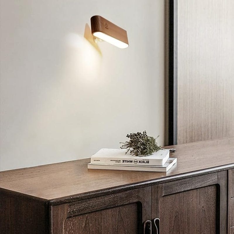 Genopladelig 360° LED Væglampe - Batteridrevet - Bøgetræ - Trådløs Wall Light Fixtures Danmarkmode.dk