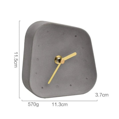 Geometrisk Formet Ikke-tikkende Cement Bordur - Værelsesindretning - Guld - Analog Desk Clocks Danmarkmode.dk