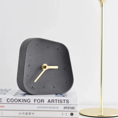 Geometrisk Formet Ikke-tikkende Cement Bordur - Værelsesindretning - Guld - Analog Desk Clocks Danmarkmode.dk