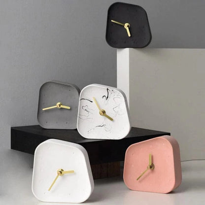 Geometrisk Formet Ikke-tikkende Cement Bordur - Værelsesindretning - Guld - Analog Desk Clocks Danmarkmode.dk