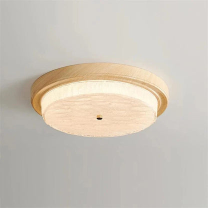 Glasskærm Træ Loftlampe - Led - Rund - Varmt Lys Ceiling Light Fixtures Danmarkmode.dk