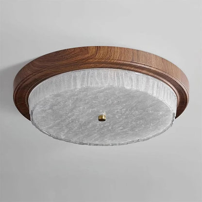 Glasskærm Træ Loftlampe - Led - Rund - Varmt Lys Ceiling Light Fixtures Danmarkmode.dk