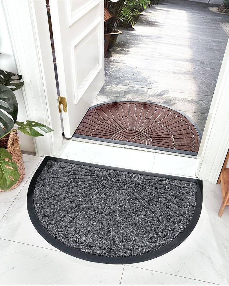 Halvrund Kraftig Gummi Dørmåtte - Absorberende - Skridsikker - Skraber Door Mats Danmarkmode.dk