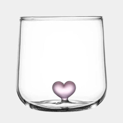 Håndblæst 3D-hjerte Bund Cocktailglas - Klar - Vinglas - 300 ml Cocktail Glasses Danmarkmode.dk