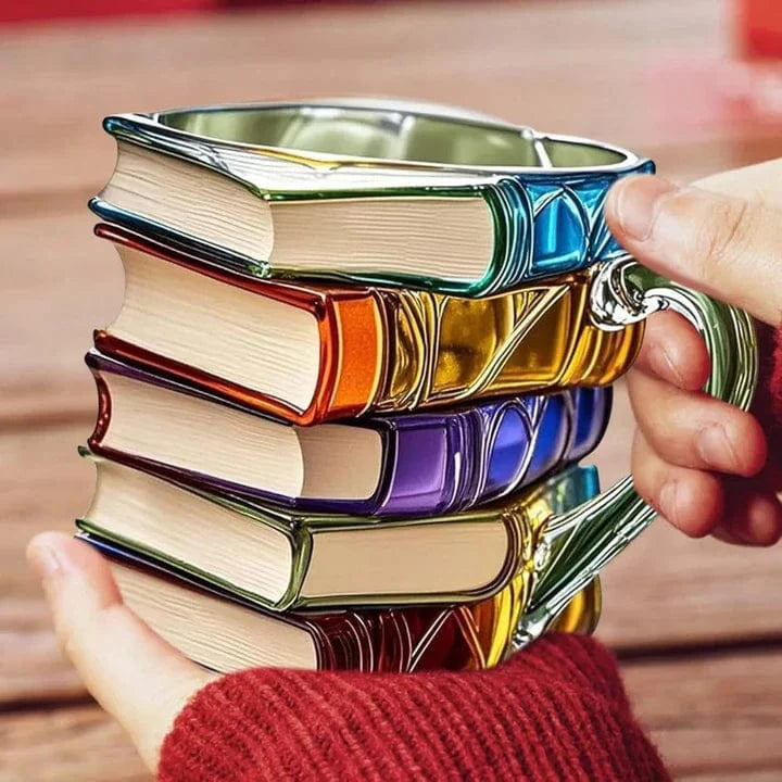 Håndlavet 3D læsekrus – Glas – Unikt bogrygdesign – Tåler opvaskemaskine Mugs Danmarkmode