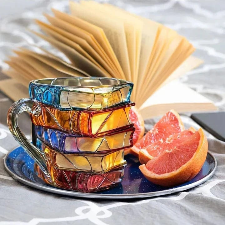 Håndlavet 3D læsekrus – Glas – Unikt bogrygdesign – Tåler opvaskemaskine Mugs Danmarkmode