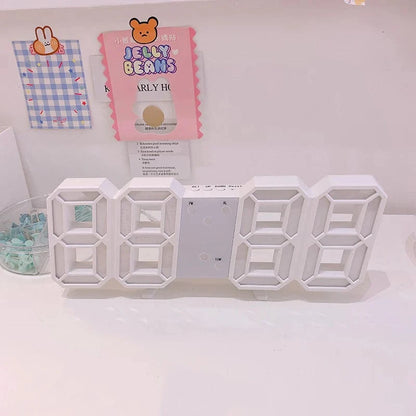 Hvid 3D LED Digitalt Vækkeur - ABS - Værelsesindretning Alarm Clocks Danmarkmode.dk