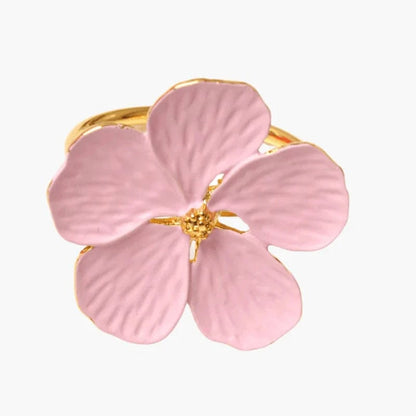 Hvid Blomst Metal Servietringe Sæt  - Plum Blossom - Guld - 6 stk. Napkin Rings Danmarkmode.dk