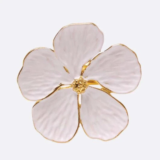 Hvid Blomst Metal Servietringe Sæt  - Plum Blossom - Guld - 6 stk. Napkin Rings Danmarkmode.dk